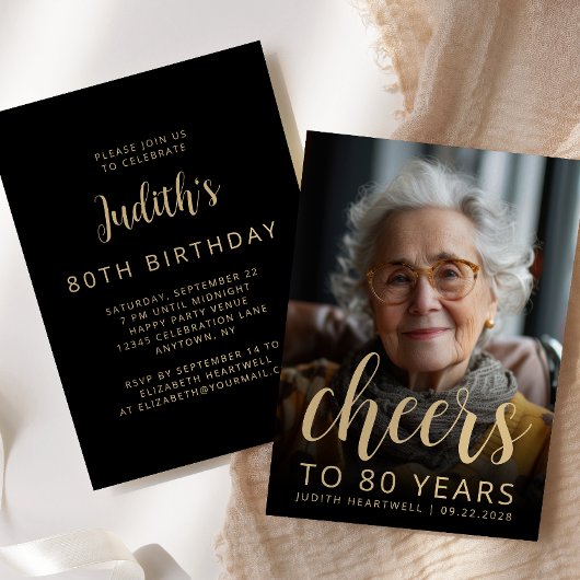 Custom Foto Cheers 80. Geburtstagsparty Einladung