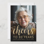 Custom Foto Cheers 80. Geburtstagsparty Einladung (Vorderseite)