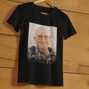 Custom Foto Cheers 90. Geburtstagsparty T-Shirt