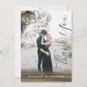 Custom Foto Chic Gold Floral Abstrakt Hochzeit Dankeskarte (Vorderseite)
