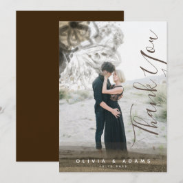 Custom Foto Chic Gold Floral Abstrakt Hochzeit Dankeskarte