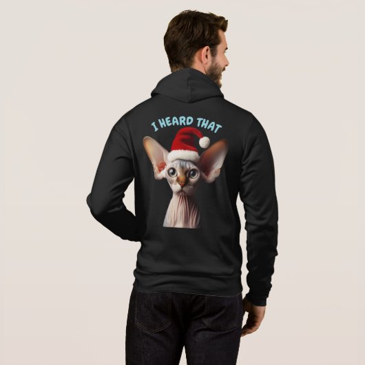 Custom Foto Christmas Elf Sphynx Cat Funny Sprichw Hoodie (Schwarz voll)