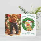 Custom Foto Christmas Lights Goldendoodle Holiday (Stehend Vorderseite)