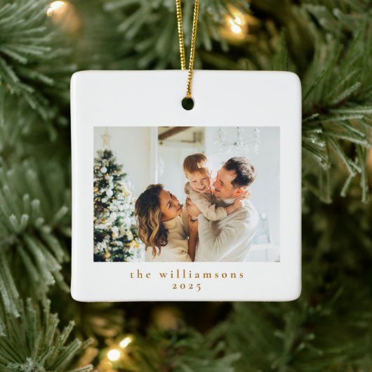 Custom Foto Christmas Minimalistisch Simple Family Keramikornament (Baum)
