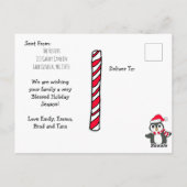 Custom Foto Christmas Penguin und Snowman Postkarte (Rückseite)