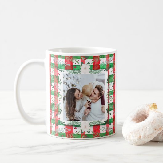 Custom Foto Christmas Personalisiert Familienname Kaffeetasse (Mit Donut)