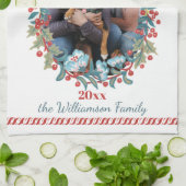 Custom Foto Christmas Wreath Candy Cane Niedlich Geschirrtuch (Gefaltet)