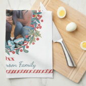 Custom Foto Christmas Wreath Candy Cane Niedlich Geschirrtuch (Viertel Falte)
