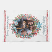 Custom Foto Christmas Wreath Candy Cane Niedlich Geschirrtuch (Horizontal)
