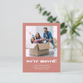 Custom Foto Chunky Typografy Terracotta Moving Ankündigungspostkarte (Stehend Vorderseite)
