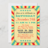 Custom Foto Circus Geburtstagsparty Einladungen (Rückseite)