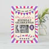 Custom Foto Circus Geburtstagsparty Einladungen (Stehend Vorderseite)