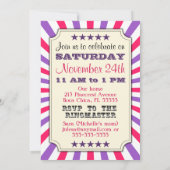 Custom Foto Circus Geburtstagsparty Einladungen (Rückseite)