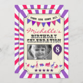 Custom Foto Circus Geburtstagsparty Einladungen (Vorne/Hinten)