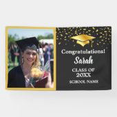 Custom Foto Class 2025 für Black & Gold Abschluss Banner (Horizontal)