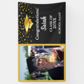 Custom Foto Class 2025 für Black & Gold Abschluss Banner (Vertikal)