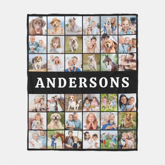 Custom Foto Collage 36 Personalisiert Moderne Fami Fleecedecke (Vorderseite)