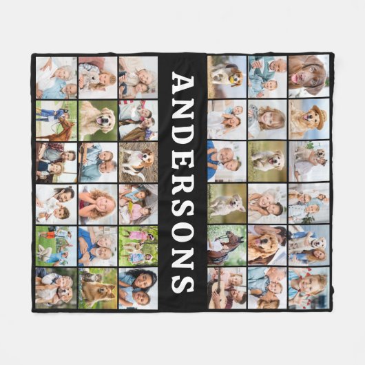 Custom Foto Collage 36 Personalisiert Moderne Fami Fleecedecke (Vorderseite (Horizontal))