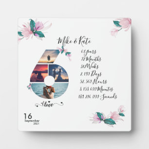 Custom Foto Collage 6 Jahre Jubiläum BF & GF Fotoplatte