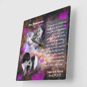 Custom Foto Collage Anniversary, Wedding / Galaxy Quadratische Wanduhr (Winkel)