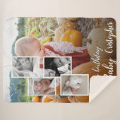 Custom Foto Collage Baby Geburtsname Sherpadecke (Vorderseite (Horizontal))