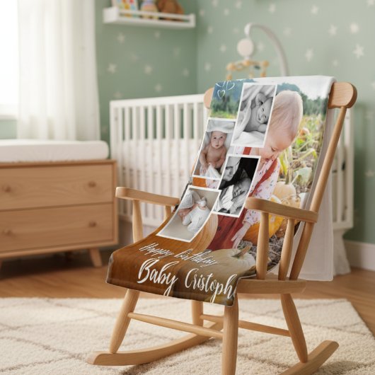 Custom Foto Collage Baby Geburtsname Sherpadecke