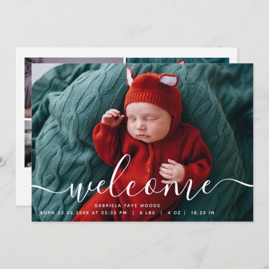 Custom Foto Collage Begrüßungsskriptüberlagerung B Ankündigung (Vorne/Hinten)