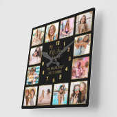 Custom Foto Collage Best Friends Forever Quote Quadratische Wanduhr (Winkel)