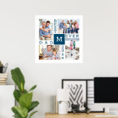 Custom Foto Collage Bester Vater Mit Monogramm Poster (Heimbüro)