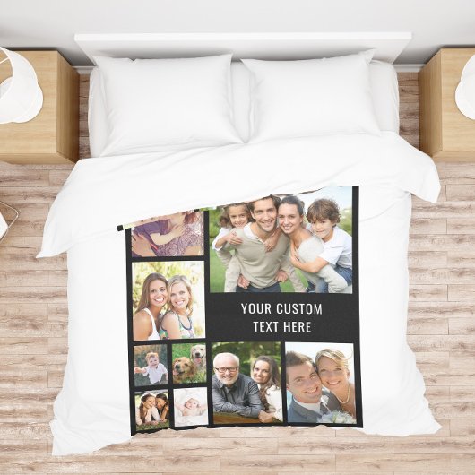 Custom Foto Collage Black Fleecedecke