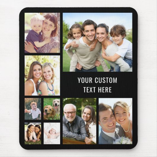 Custom Foto Collage Black Mousepad (Vorne)