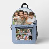 Custom Foto Collage Blue Bedruckter Rucksack (Vorderseite)