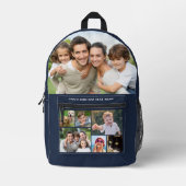 Custom Foto Collage Blue Bedruckter Rucksack (Vorderseite)
