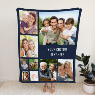 Custom Foto Collage Blue Fleecedecke