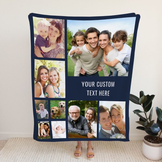 Custom Foto Collage Blue Fleecedecke