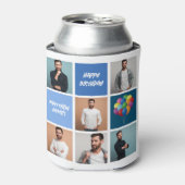 Custom Foto Collage Blue Geburtstagsparty Dosenkühler (Kanne Vorderseite)
