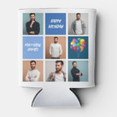 Custom Foto Collage Blue Geburtstagsparty Dosenkühler (Vorderseite)