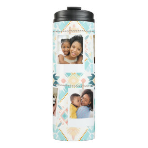 Custom Foto Collage boho Personalisierter Tumbler Thermosbecher