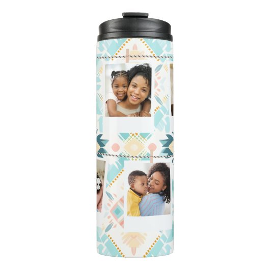Custom Foto Collage boho Personalisierter Tumbler Thermosbecher (Vorderseite)