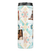 Custom Foto Collage boho Personalisierter Tumbler Thermosbecher (Rückseite)