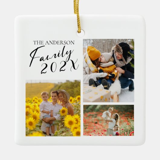 Custom Foto Collage der 2025-Familie Keramikornament (Vorderseite)