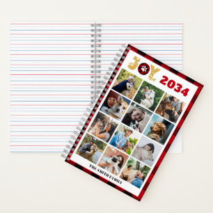 Custom Foto Collage Dog Lover Red Buffalo Kariert Notizblock