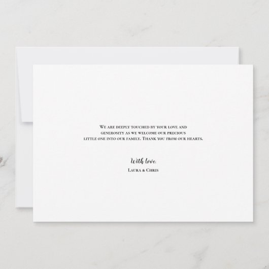 Custom Foto Collage Einfaches Script Baby Dankeskarte (Rückseite)