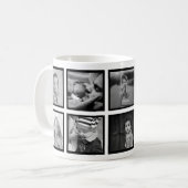 Custom Foto Collage Elegante Moderne Schwarz-weiße Kaffeetasse (Vorderseite Links)