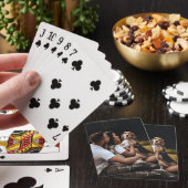 Custom Foto Collage Familienname Black Poker Cards Spielkarten (In Situ)