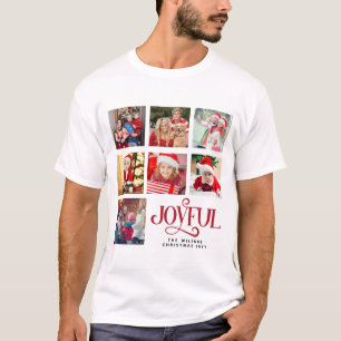 Custom Foto Collage Familienname Weihnachtsmänner T-Shirt