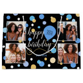 Custom Foto Collage Geburtstag Blau 30. Große Geschenktüte (Vorderseite)
