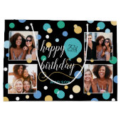 Custom Foto Collage Geburtstag Türkis 25. Große Geschenktüte (Rückseite)