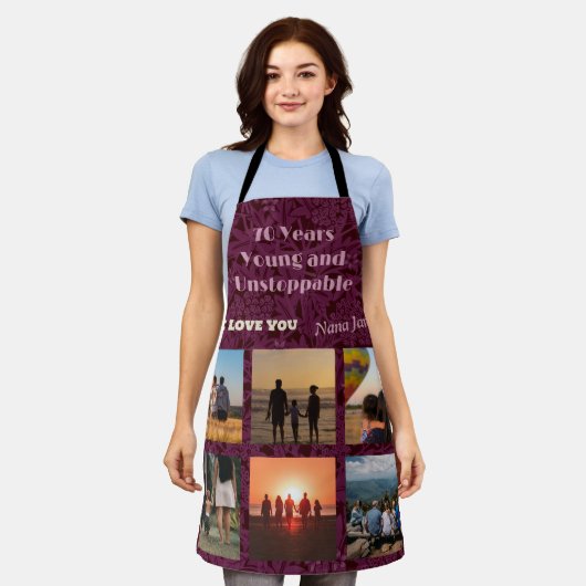 Custom Foto Collage Geschenke für 70 Jahre alte Fr Schürze (Getragen)