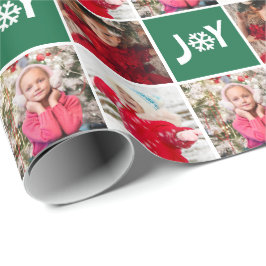 Custom Foto Collage Green Freude Weihnachten Geschenkpapier